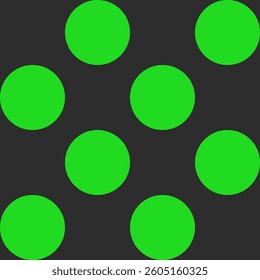 Seamless black and green polka dot pattern. Round circles in modern style. Geometric abstract vector design for print on textile. Minimalistic retro concept