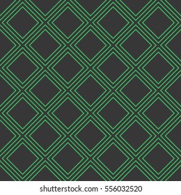 Seamless black and green simple diagonal square outline endless pattern vector