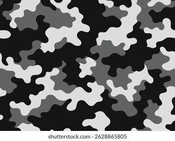Nahtloses schwarzes und graues Camouflage-Vektormuster - Urban Military Texture Hintergrund.