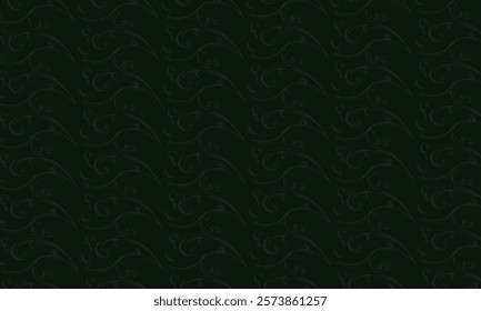 Seamless black and grey swirls floral wallpaper pattern. 