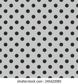Seamless black and grey vector pattern or tile background with polka dots