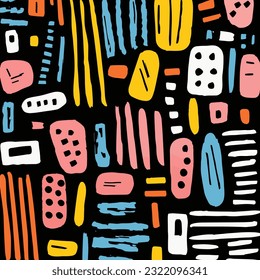 seamless, black hand drawn cg trace image on white background, in the style of bold block prints, thick impasto brushstrokes, hard-edge abstraction, chalky, african-inspired textile patterns