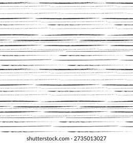 Seamless black hand drawn horizontal line texture on white background. Abstract grunge striped pattern with rough brush and scratch effect, ideal for artistic backgrounds, branding, posters, packaging, textiles, and modern graphic design