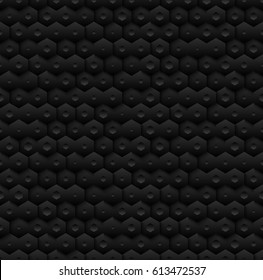 Seamless Black Hi-Tech Hexagonal Pattern. Seamless Geometric Background. Vector Illustration.