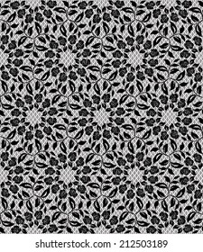 seamless black lace with floral pattern vector
