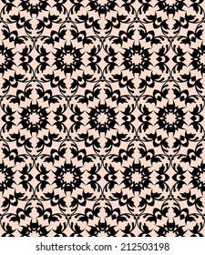 seamless black lace with floral pattern vector