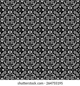 seamless black lace pattern on a white background