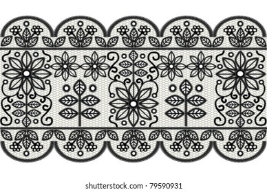 Seamless black lace stripe pattern