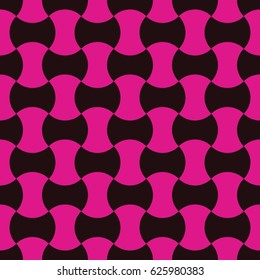 Seamless black and magenta pink chic mod op art rounded zigzag pattern vector