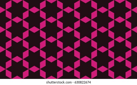 Seamless black and magenta pink hexagonal ornament geo pattern vector