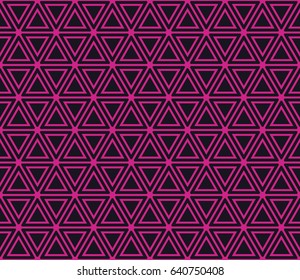 Seamless black and magenta pink hexagonal ethnic pattern vector