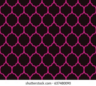 Seamless black and magenta pink ornate Moroccan pattern vector