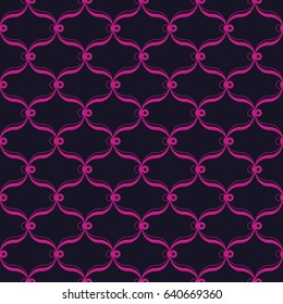 Seamless black and magenta pink zentangle Moroccan pattern vector