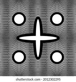 Seamless black mesh with thick black rings in the middle on a white background. The pattern is abstract.