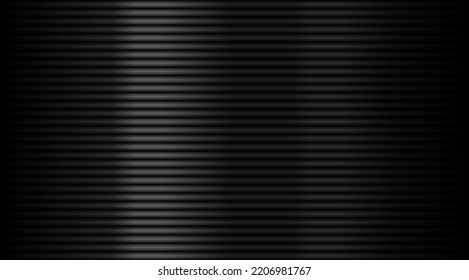 Seamless black metal straight line background. Black plastic texture pattern background. Dark enamel compressed spring banner