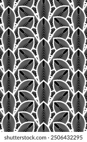 Seamless Black modern floral pattern, endless abstract design.