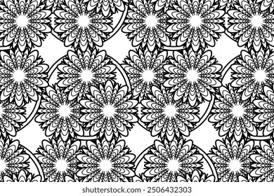 Seamless Black modern floral pattern, endless abstract design.