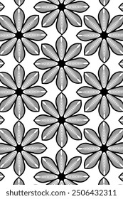 Seamless Black modern floral pattern, endless abstract design.