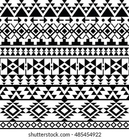 Seamless black Navajo print, Aztec pattern, Tribal design