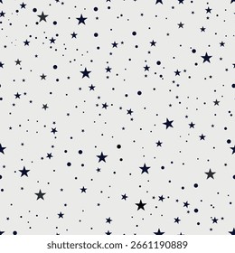 Patrón de fondo gris minimalista de estrellas grises negras sin costuras