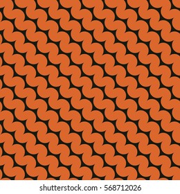 Seamless black and orange diagonal rounded zigzag pattern vector