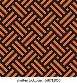 Seamless black and orange ethnic pixel op art pattern vector