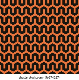 Seamless black and orange fancy zigzag pattern vector