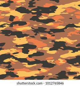 Seamless black and orange fashion camo pattern vector