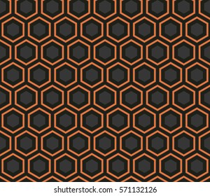 Seamless black and orange honeycomb pattern vector