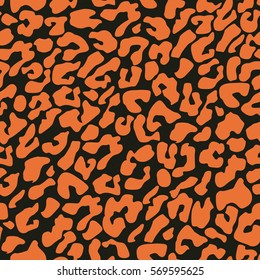 Seamless black and orange leopard print tileable animal pattern vector