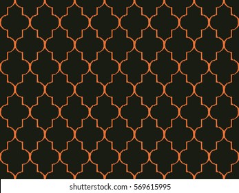 Seamless black and orange moroccan ikat islamic pattern vector