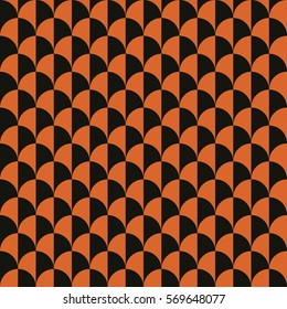 Seamless black and orange op art feather illusion pattern vector