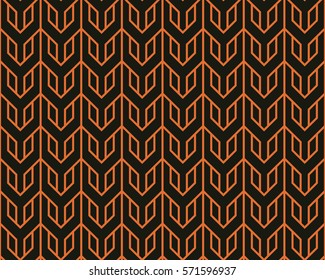 Seamless black and orange overlocking tribal pattern vector