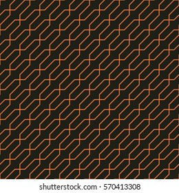 Seamless black and orange pointy moroccan geometric pattern vector