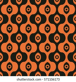 Seamless black and orange vintage retro ogee pattern vector