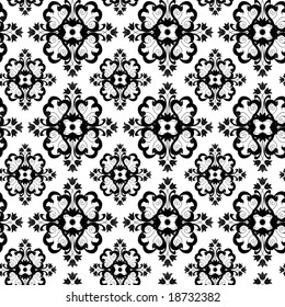 Seamless black ornament vector pattern