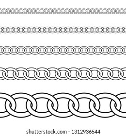 Seamless of black outline chain on white background