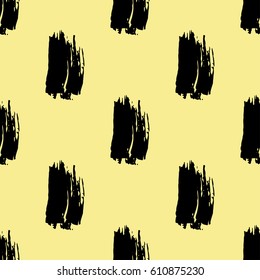 Seamless black paint brushstroke pattern. Vector illustration.