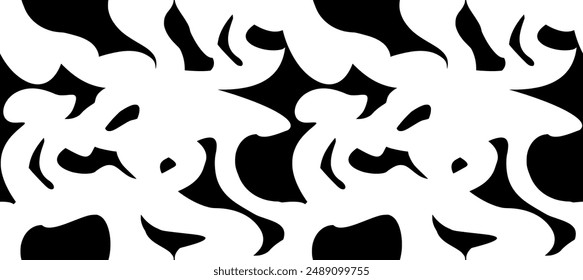 Seamless black pattern with imitation of cutting on transparent base. Vector.