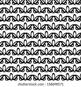 Seamless Black Pattern on White Background, vector