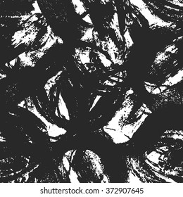 Seamless black pattern on white background. Vector illustration of abstract ink texture. Ink smudges on paper.