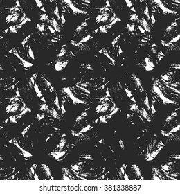 Seamless black pattern on white background. Vector illustration of abstract ink texture. Ink smudges on paper.