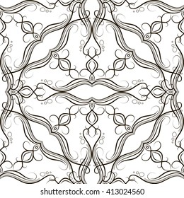 Seamless black pattern on a white background