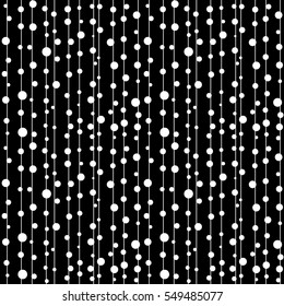 Seamless black pattern with vertical white lines and drops as a cobweb texture - Eps10 vector graphics and illustration