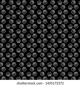 Seamless black pentagonal vector pattern with retro stars, vintage, stylish background.