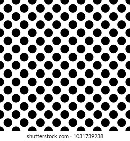 Seamless black polka dot pattern on white. Vector illustration.