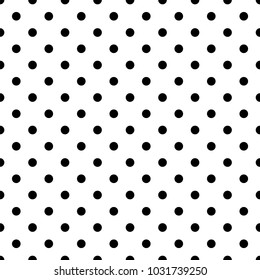 Seamless black polka dot pattern on white. Vector illustration.