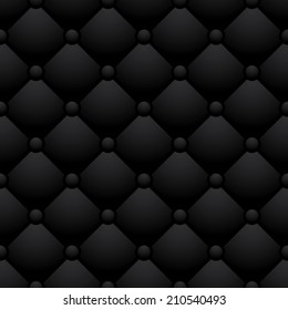 Seamless black quilted leather texture vector