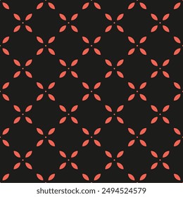Seamless black and red abstract petals geometric textile pattern vector