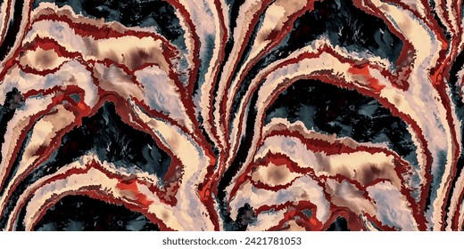 Seamless black and red abstract wave vector pattern, wallpaper design